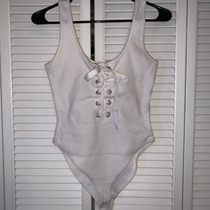 White tie up bodysuit
